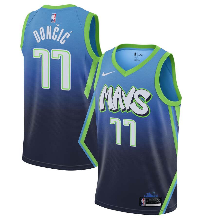 Men's Dallas Mavericks #77 Luka Doncic Blue NBA City Edition Stitched Jersey Men's Dallas Mavericks #77 Luka Doncic Blue NBA City Edition Stitched Jersey